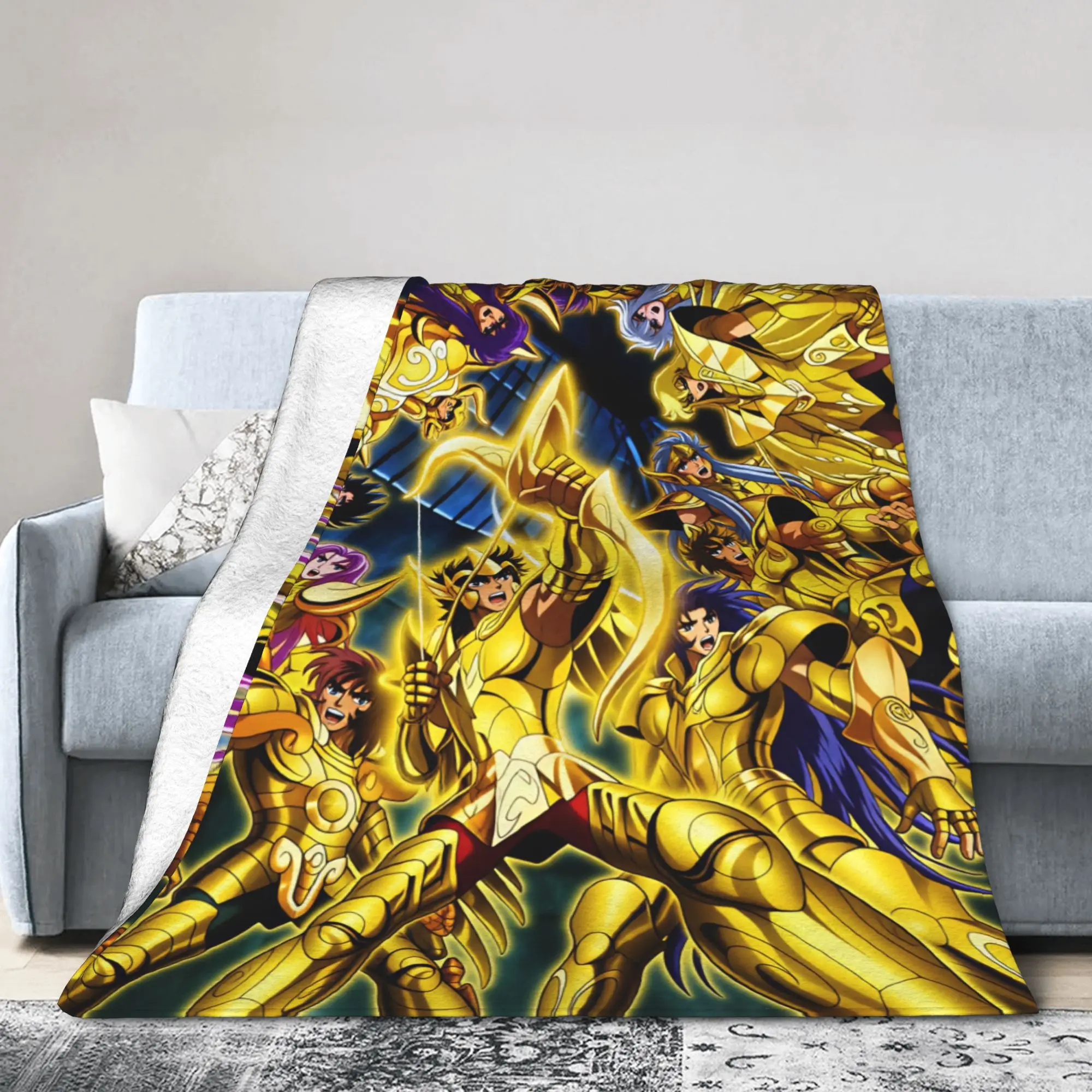 Class Saints Seiyas Anime Blankets Warm Soft Funny Plush Throw Blanket For Child Couch Chair Flannel Bedspread Bed Cover
