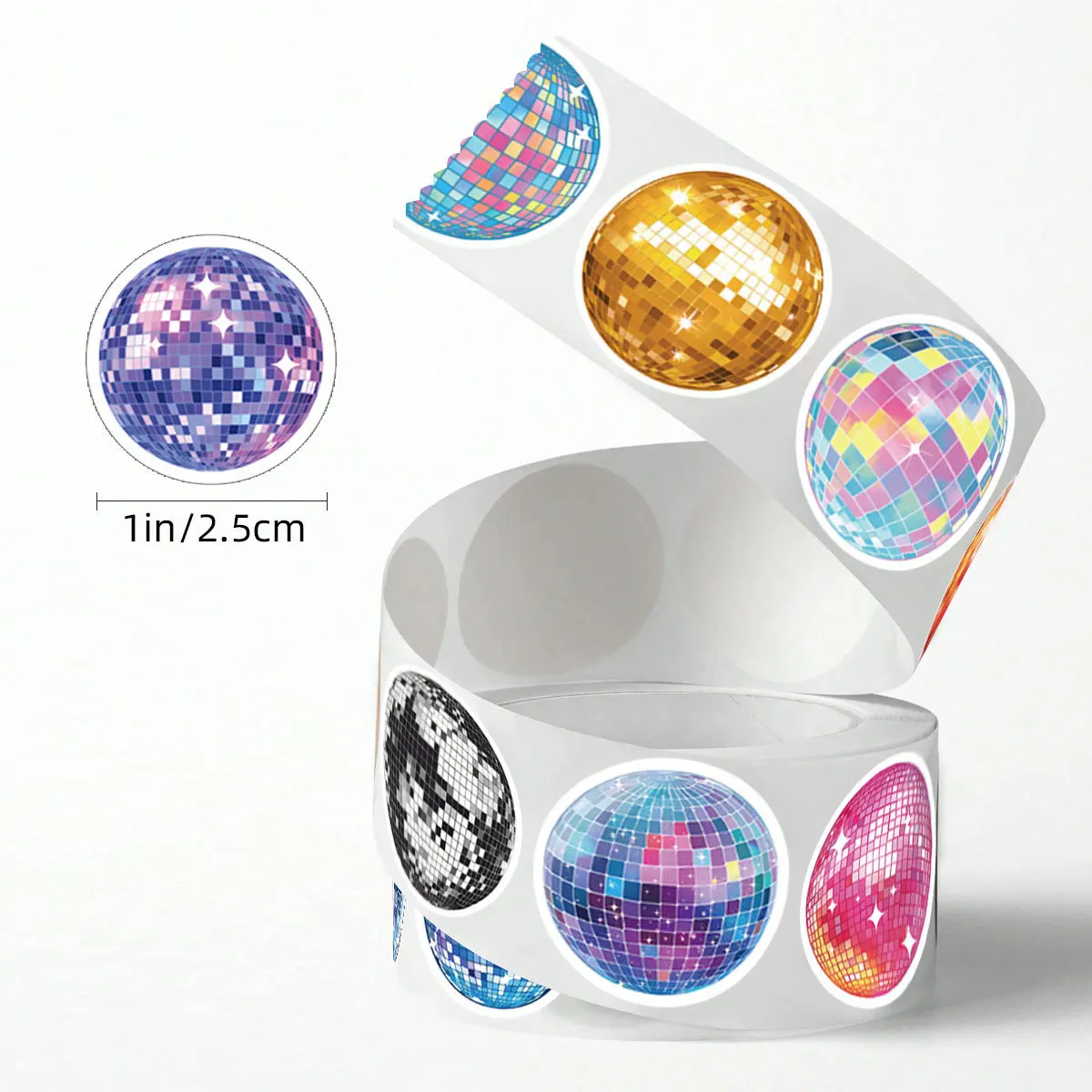 500 Labels/Roll Cartoon Ball Laser Ball Doodle Stickers Colorful Decor diy Adhesive Labels