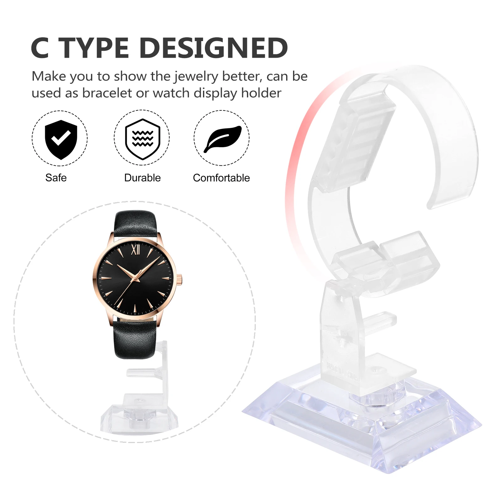 

10 Pcs Watch Display Stand Adjustable Bracket Holder Jewelry Desk Clear for Ring Bracelet Bangle Storage Showcases
