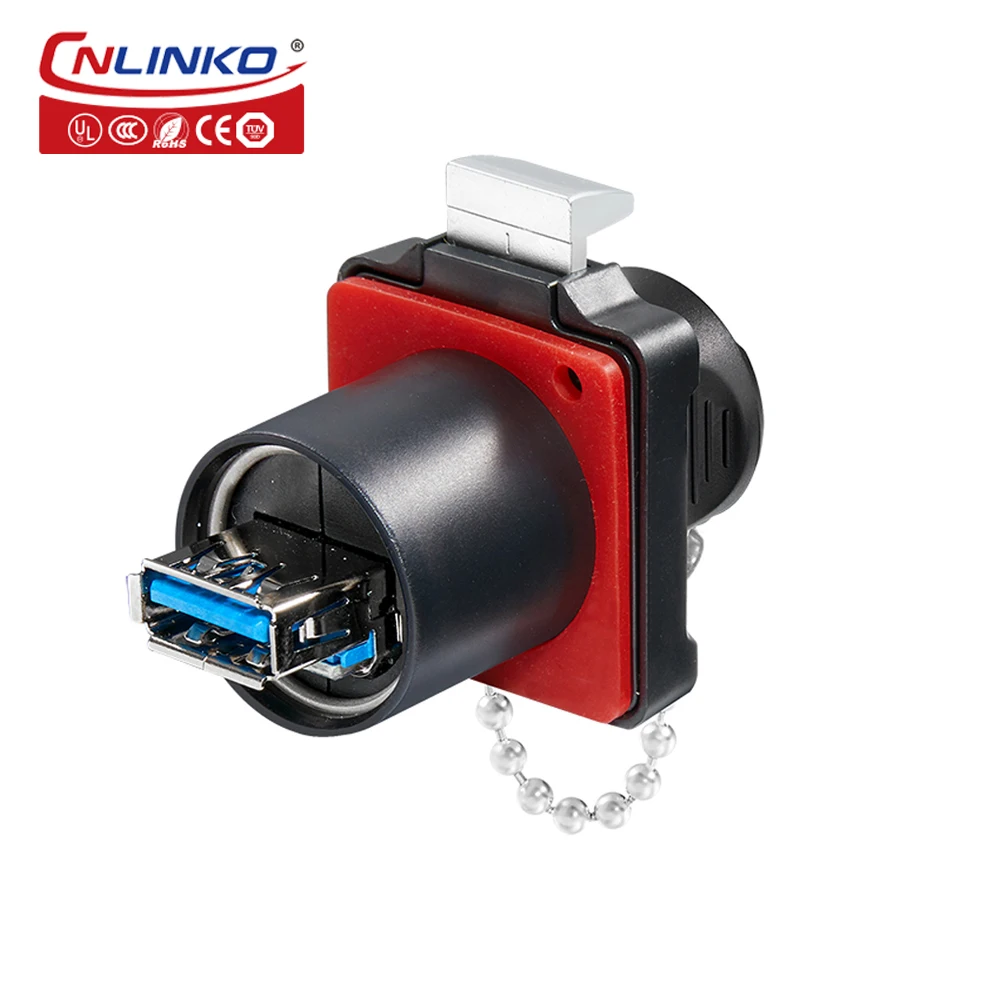 CNLINKO M24 Waterproof Solder USB Connector USB 3.0 Data Transfer Male Plug with Extended Cable Female Socket Charging Connector