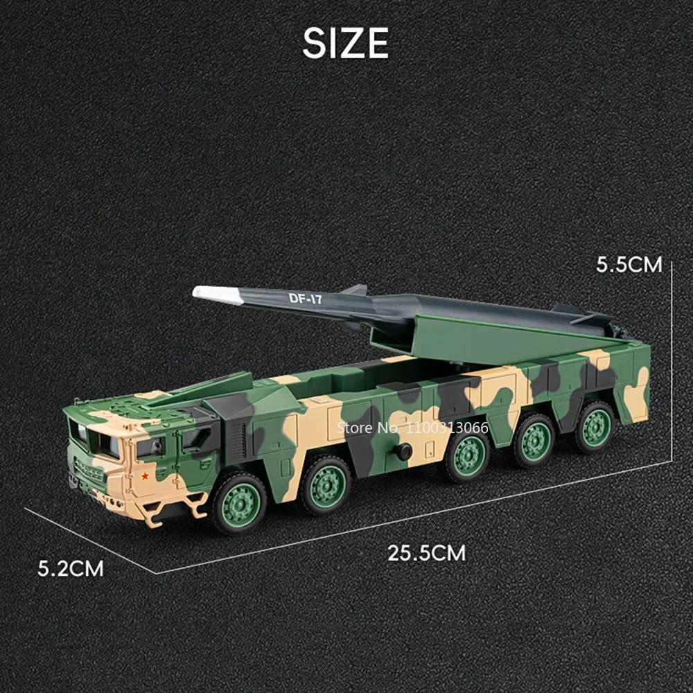 1:50 Scale DF-17 Missile Launch Cars Model Alloy Diecast Toys with Light Music Military Models Vehicles for Children Adult Gifts