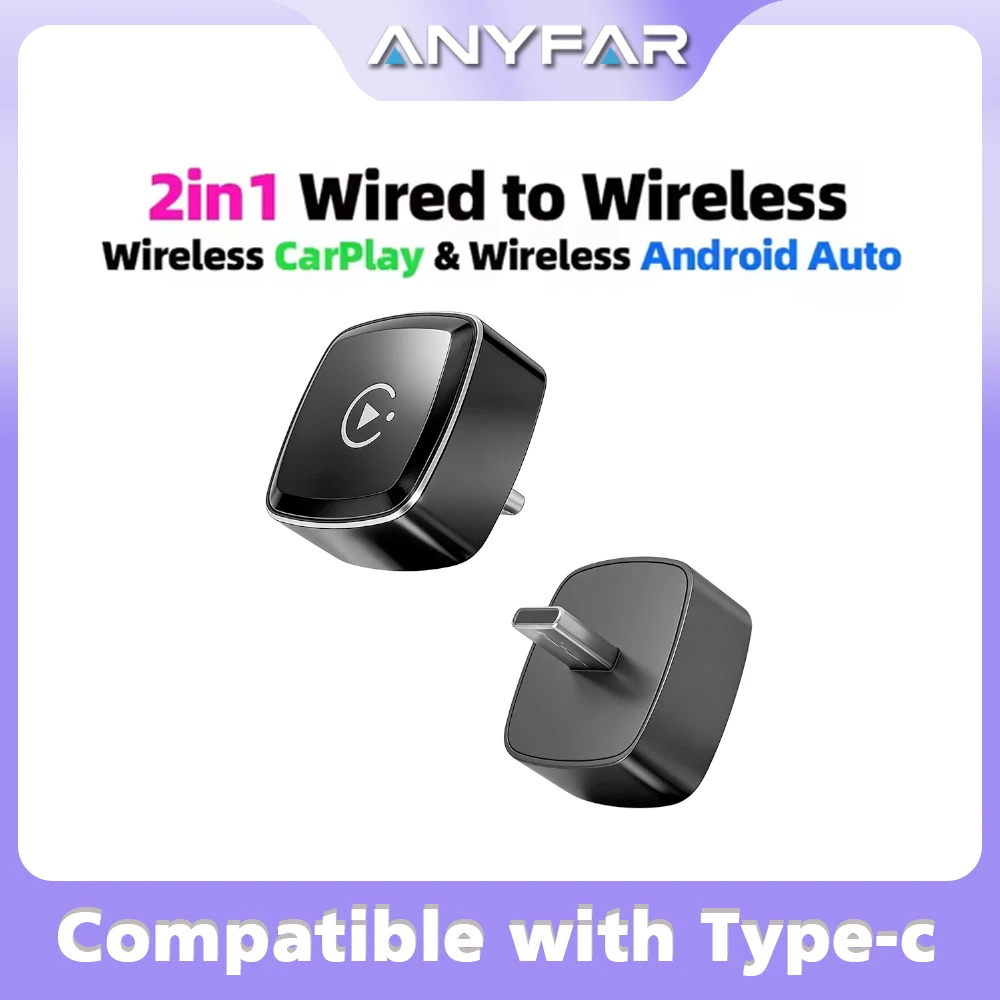 2 in 1 Wireless CarPlay Type-c Adapter Android Smart Dongle for Factory Wireless CarPlay & Android Auto Adapter