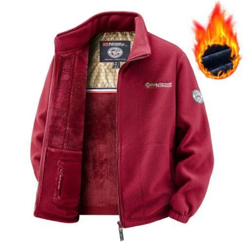 

Бархатная утолщенная теплая флисовая мужская повседневная морозостойкая куртка с воротником-стойкой на осень и зиму