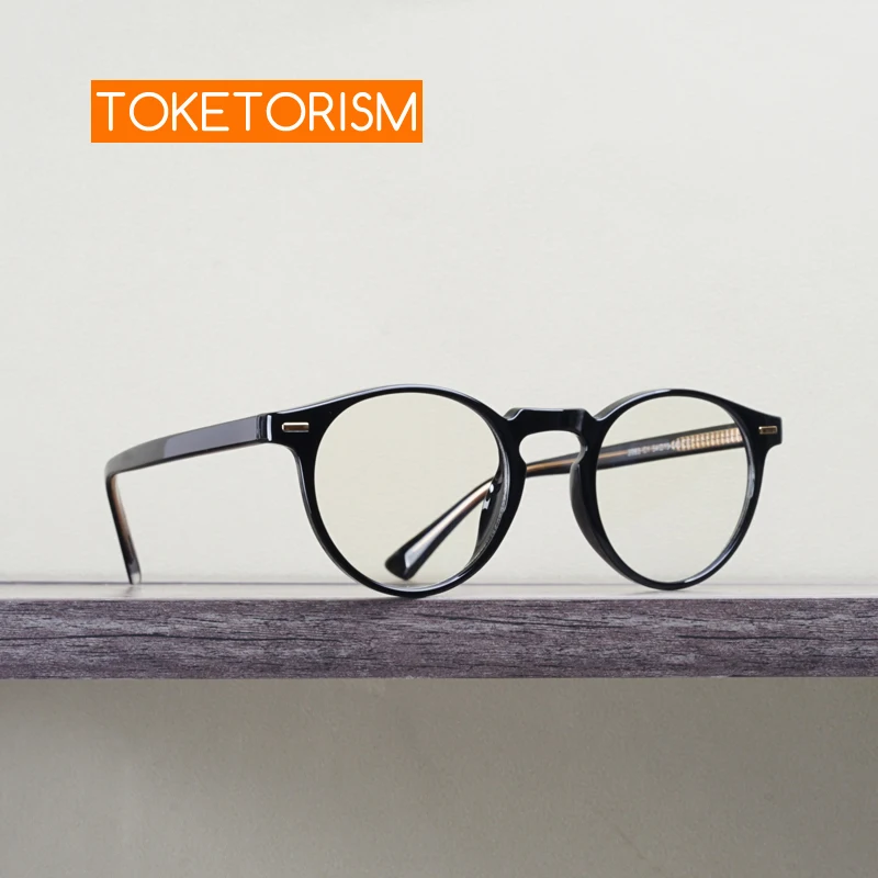 Toketorism Classic Round Glasses Vintage No Diopter Blue Light Blocking Eyeglasses Spectacle Frames For Men 3802