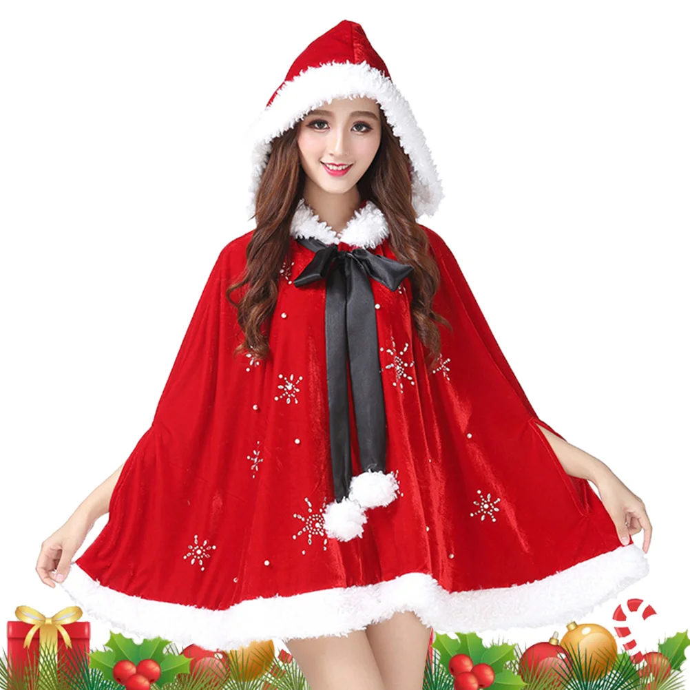 Volwassenen Kerstfeest Mantel Rode Capuchon Cape Kerstkostuum Cosplay Robe voor Kerst Maskerade Partij (Rood, Gemiddelde Grootte)