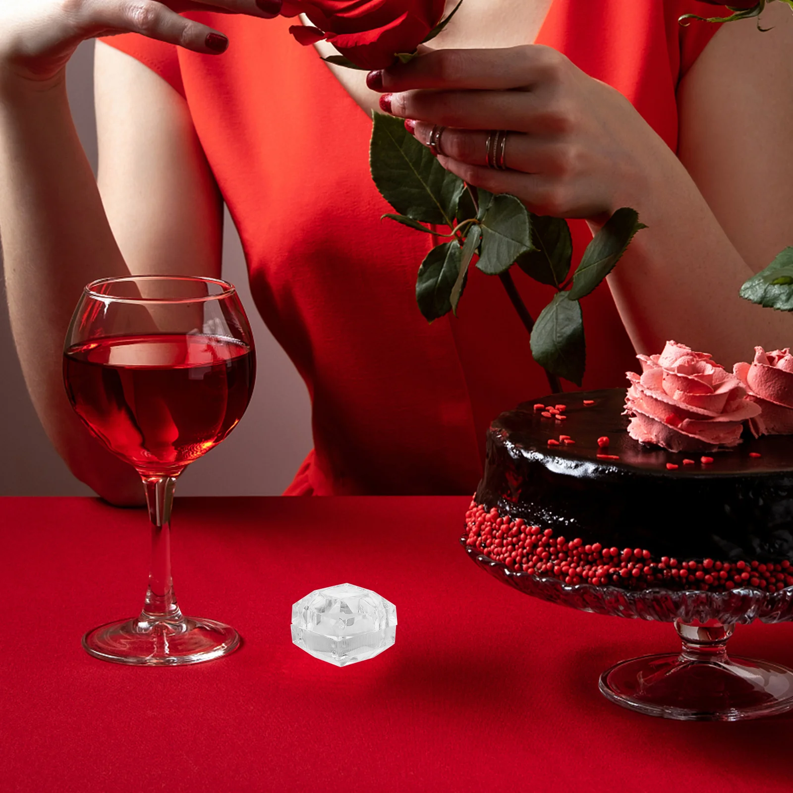 

10pcs Acrylic Jewelry Storage Box Ring Holder For Wedding Ceremony Engagement Proposal Small Ring Boxes Travel Portable Mens