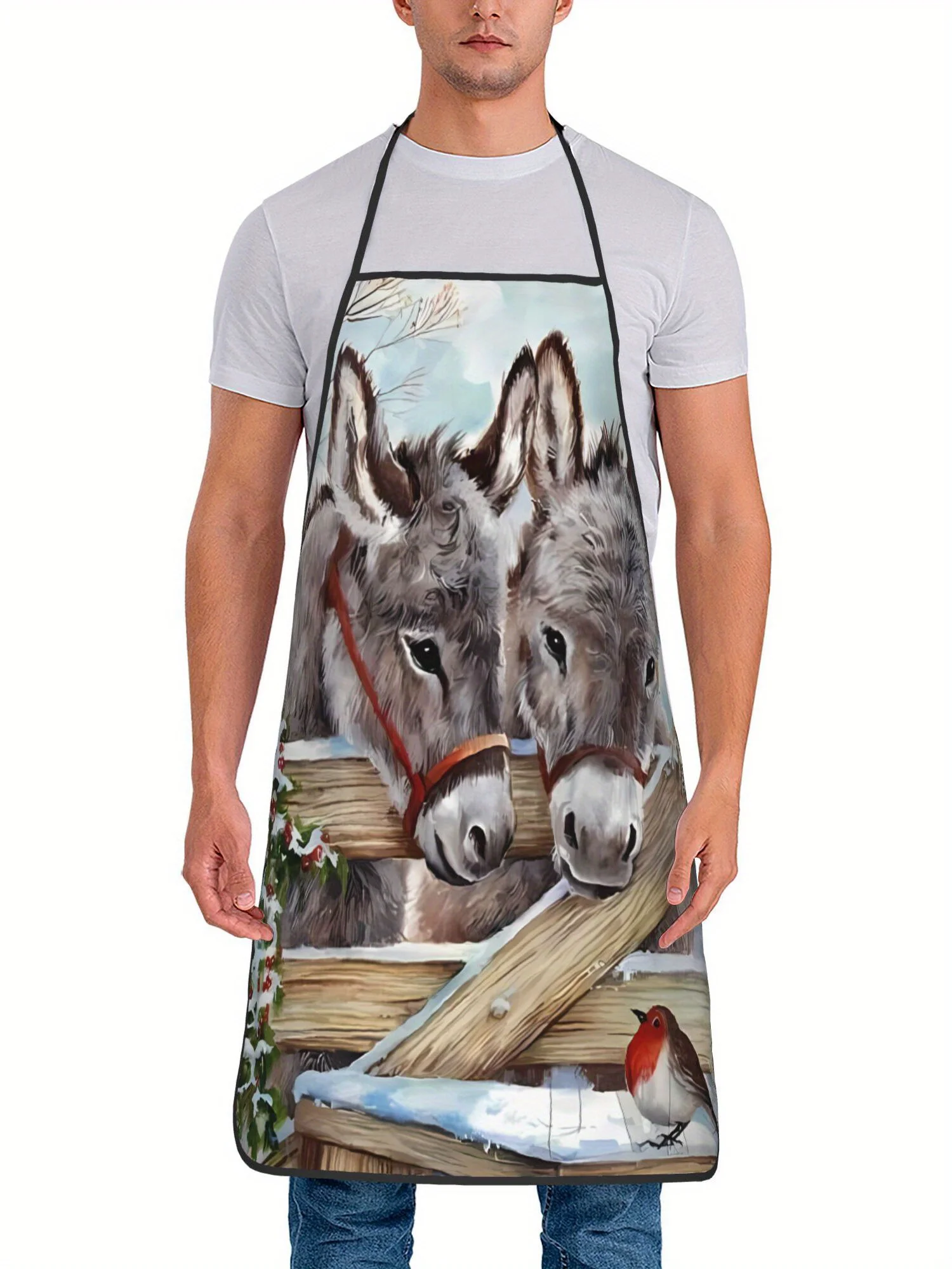 

Креативный кухонный фартук с дизайном в виде осла, унисекс, маслоотталкивающий, для готовки и выпечки, для дома и ресторана, 1 шт.