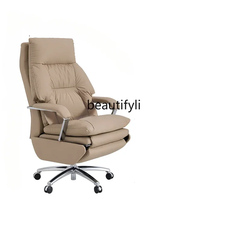 Electric massage boss chair can be reclined for lunch break office chair is comfortable and sedentary computer leather chair