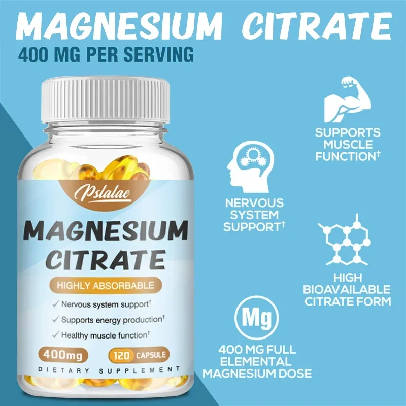 Magnesium Citrate 400 Mg - High Potency Elemental Magnesium Essential Mineral To Support Heart, Muscles & Digestion - Non-GMO