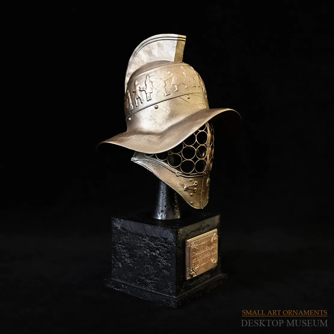 170MM Roman Gladiator Helmet Handmade Epoxy Resin Statue Desktop Decor Home Office Collectible view 3