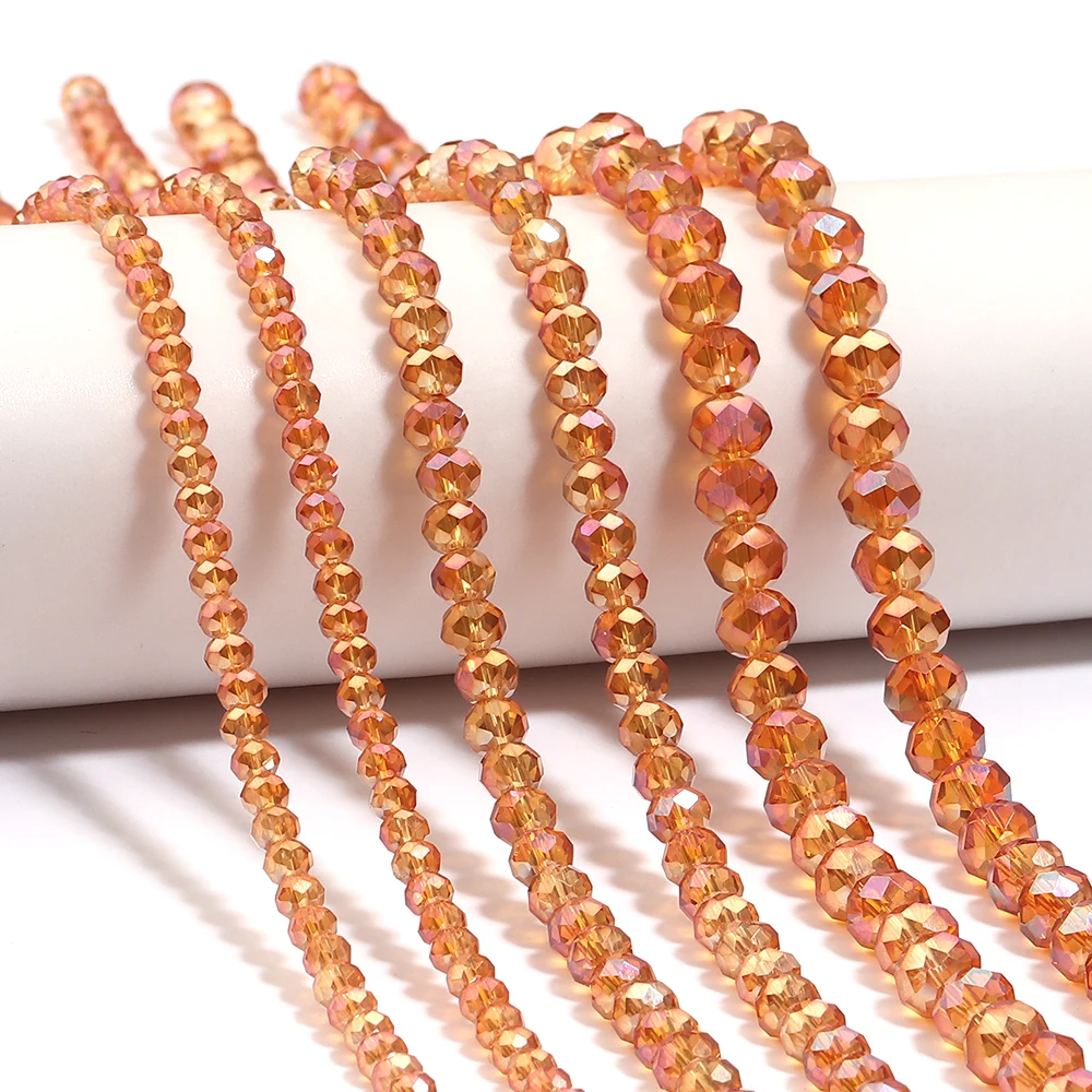 1 Strang 4/6/8 mm facettierte Kristallperlen Orange Rot Rondelle Glas lose Perlen für Schmuckherstellung DIY Armband Halskette Zubehör – Detail 5