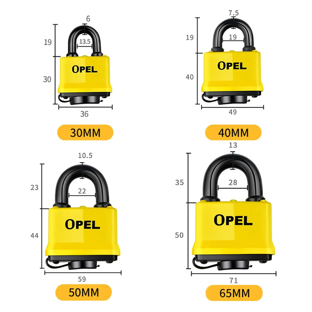 Security Iron Padlock Outdoor Shackle Lock Strong Steel Padlock with Pvc Protective Cover Waterproof & Dustproof Lock