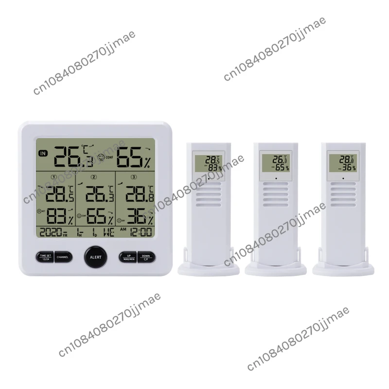 TS-6210 Wireless Weather Station Indoor/Outdoor LED LCD Display Digital Temperature Humidity Meter Trend Alarm 3 Remote Sensors