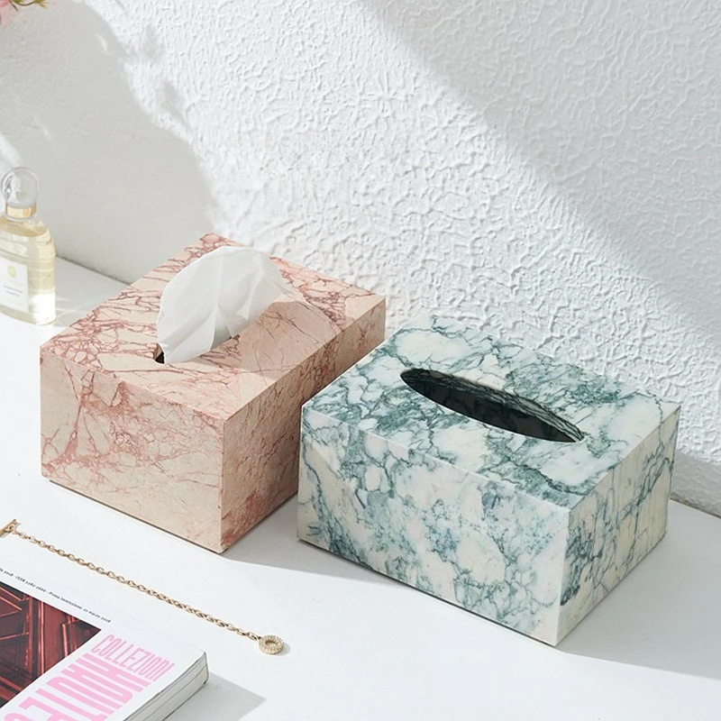 Simple marble tissue box Nordic living room restaurant hotel club bathroom light luxury high-end, pumping carton