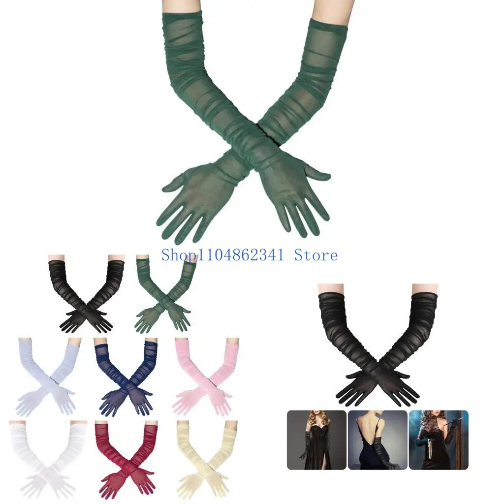 5ASD طية مقاومة قفازات طويلة الشبكات طويلة الأزياء الرجع