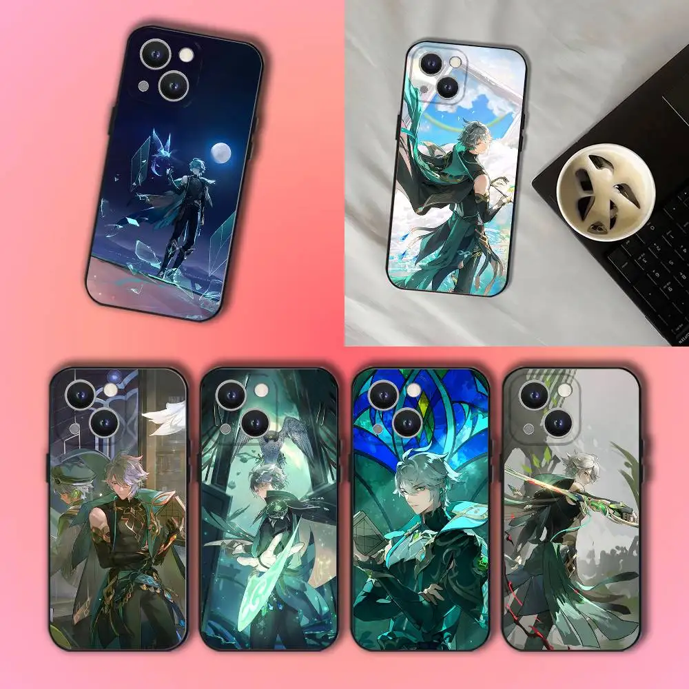 

Alhaitham Genshin Impact Phone Case For iPhone 17,16,15,14,13,12,11,Pro,XS,Max,XR,Plus,E,SE4,Mini Black Soft Cover