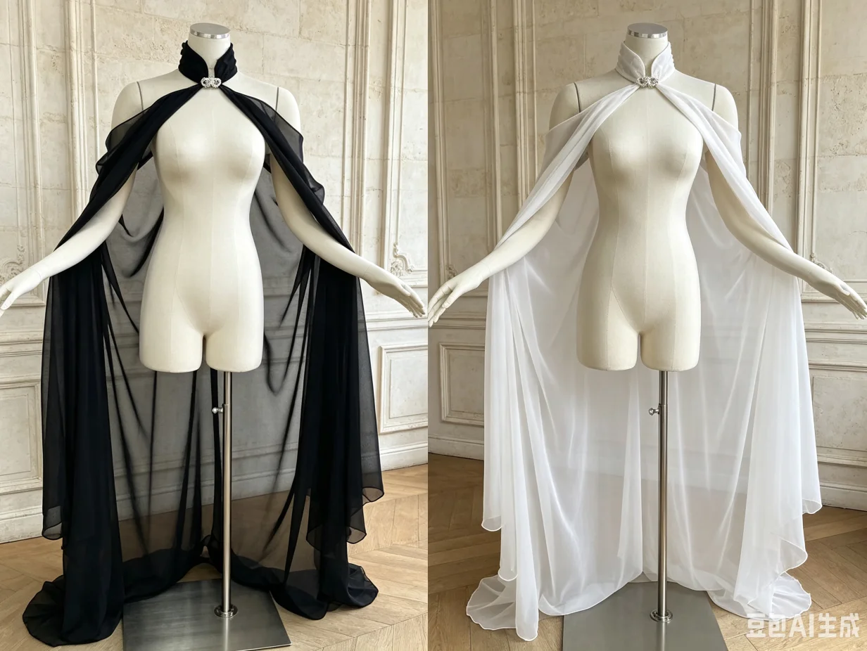 Mittelalterlicher Schal-Umhang für Damen aus Chiffon, Gotischer Wicca-Umhang, Cosplay-Kleid, Halloween-Kostüm, Dünner Schal-Umhang, Bühnenkostüm