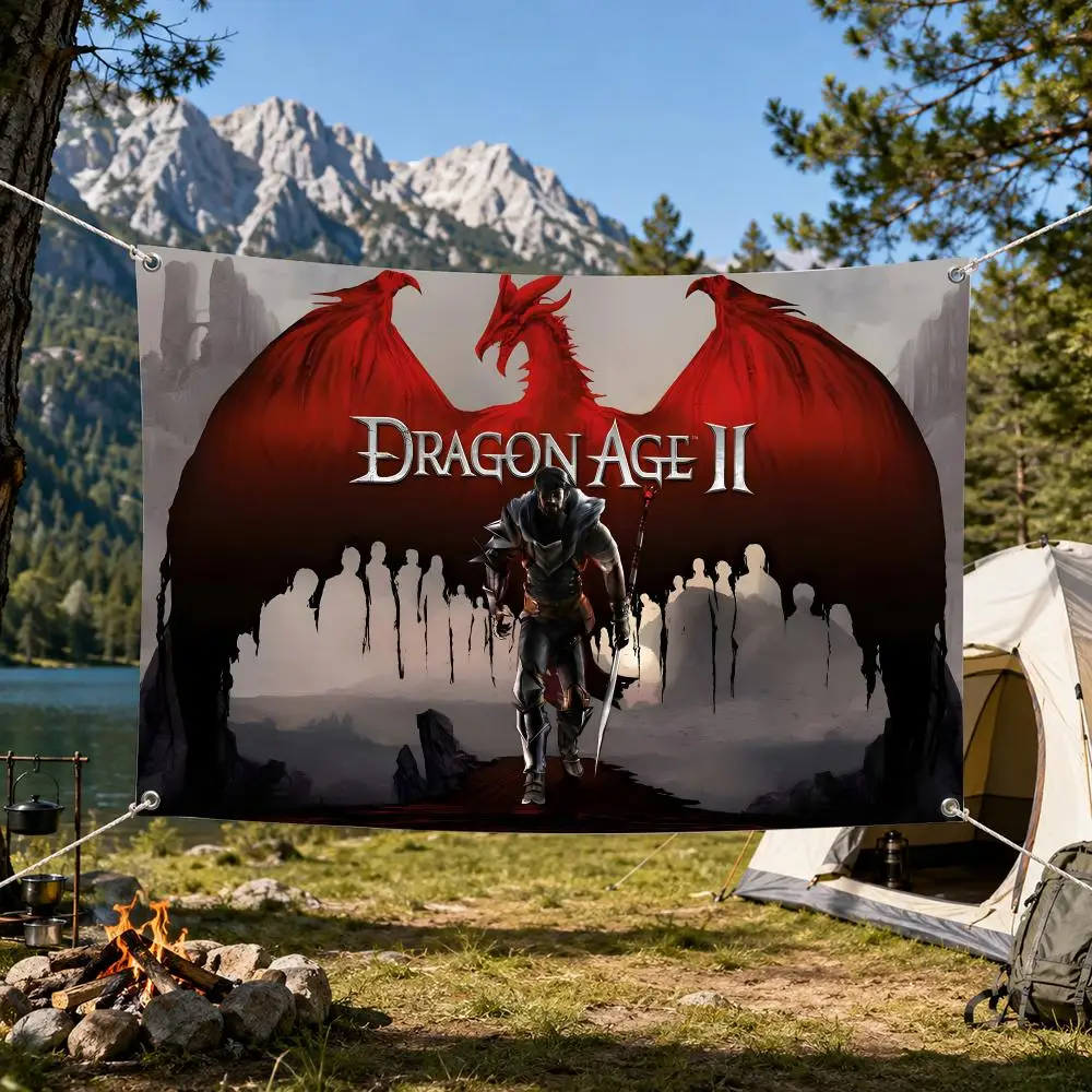 Game D-Dragon Age The Veilguard Flags Aesthetic Wall Tapestry Printed Wall Hanging Living Room Party Outdoor Decor