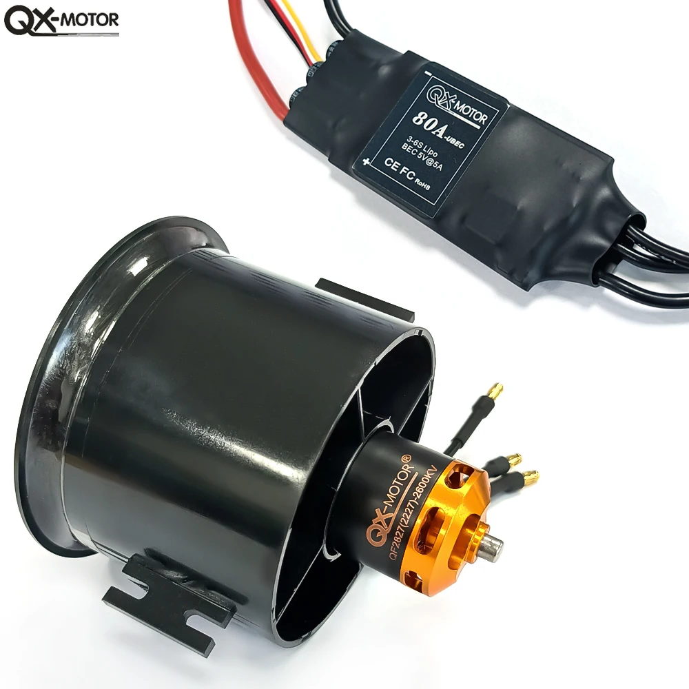QX-MOTOR QF2827 70MM EDF 12Blades fan with 2600KV 1800KV brushless motor use 60A/80A ESC For RC Helicopter Multiaxis Drone Parts