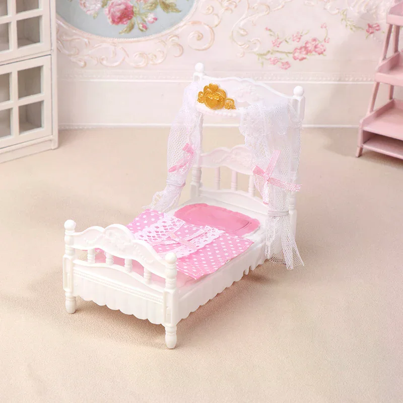 1/12 casa delle bambole principessa letto lenzuolo zanzariera kit casa delle bambole letto camera mobili decorazione accessori casa delle bambole