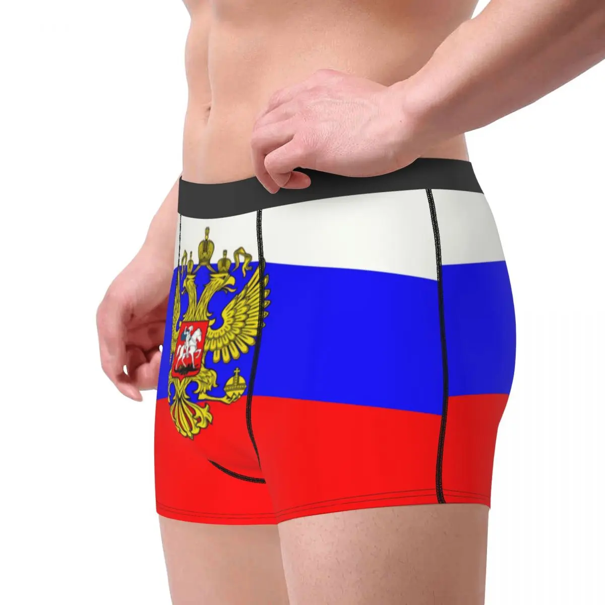 Calzoncillos tipo bóxer de ropa interior con bandera rusa, novedad masculina personalizada, pantalones cortos suaves, bragas, calzoncillos