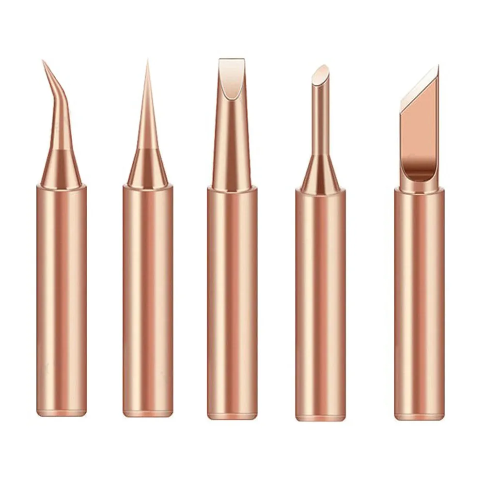 5pcs Professional Bit Copper Iron Tips Sets Soldering Tip Replacement For Household Soldering Accessories DIY Soldering Tools