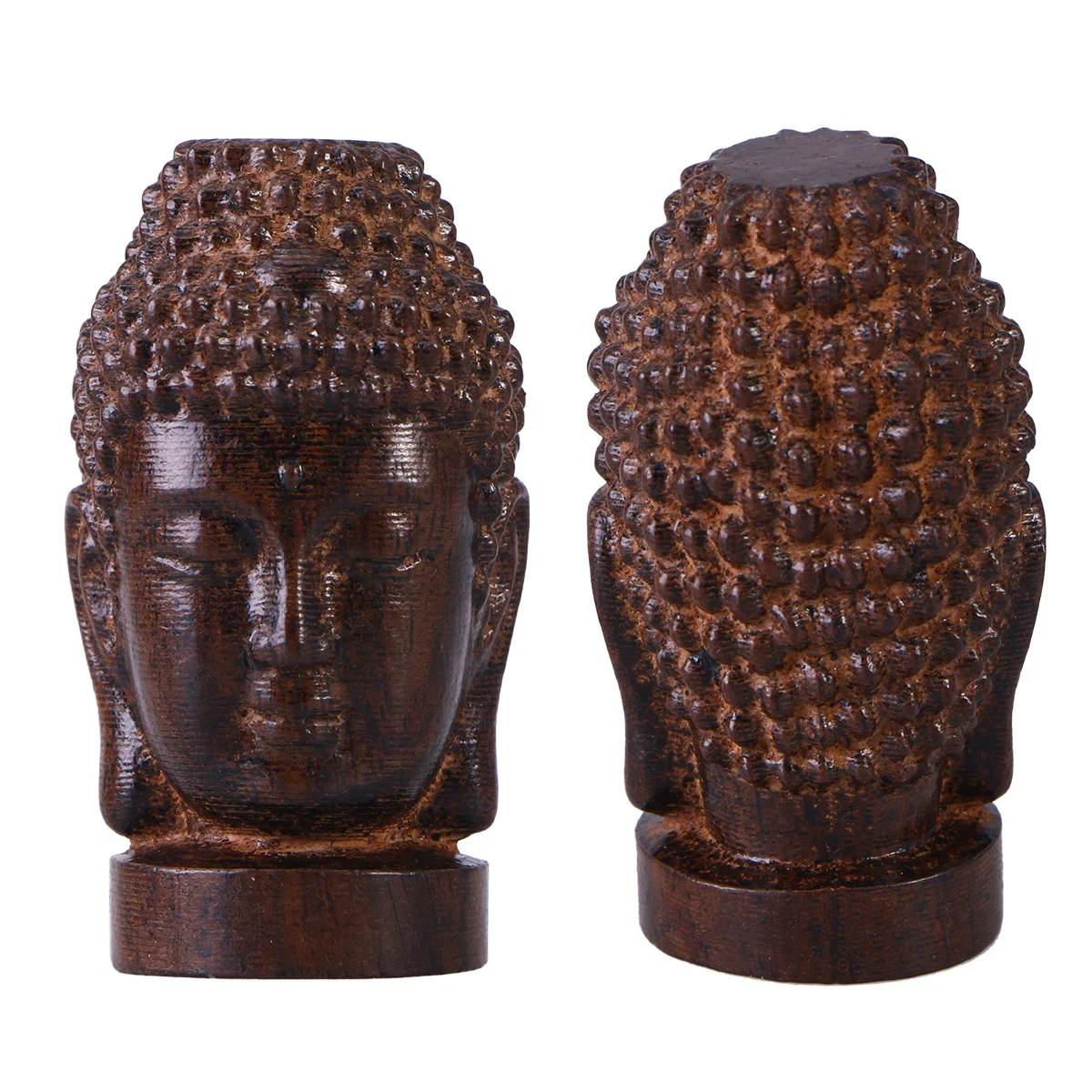 

Wooden Buddha Head Handcrafted Rosewood Sakyamuni Statue Home Decor Ornament For Bookshelf Desktop Meditation Feng Shui