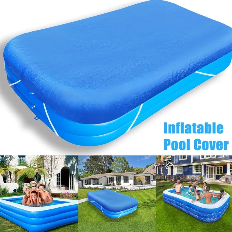 Rectangular Pool Cover Dustproof Square for Garden Outdoor Paddling Family Ten Foot Pools Protector Inflatable Pool Cover