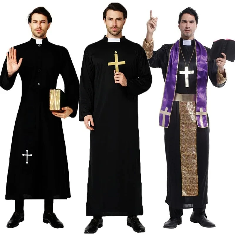 Disfraz de Pascua, Purim y Halloween para Hombres Adultos, Disfraces de Sacerdote, Obispo, Pastor Cristiano, Clérigo, Disfraces de Cosplay para Fiestas