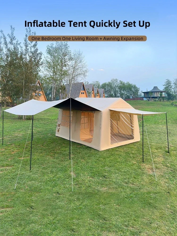 

Waterproof Four Seasons Portable Double Camping Tent Quick Automatic Opening Removable Awning Oxford Cloth Luxury Camping