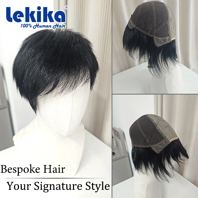 

Front Silk Base Toupee 6''x6'' Male Hair Prosthesis 8'' Length Hair System For Man Remy 100% Human Hair Wigs Smooth Wigs For Men