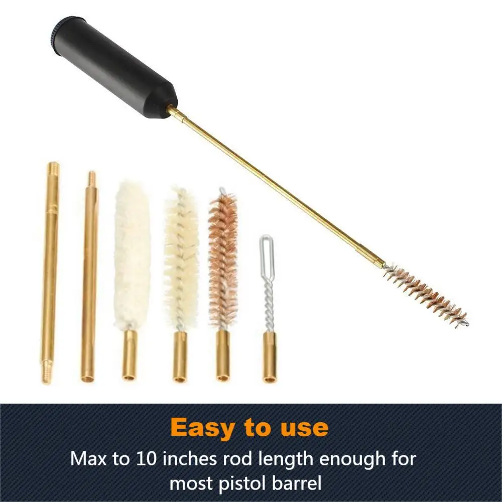GUGULUZA 7pcs/set Universal Pistol Gun Cleaning Kit Bore Brush 9mm Caliber with Brass Brush Rod Weapon Cleaning Tool Set image 4