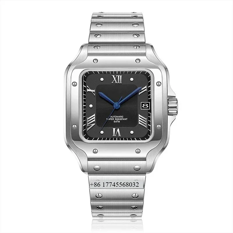 

Customizable Luxury Top Automatic ETA Men's Mechanical Watches Customized Stainless Steel Sapphire Crystal Tonneau