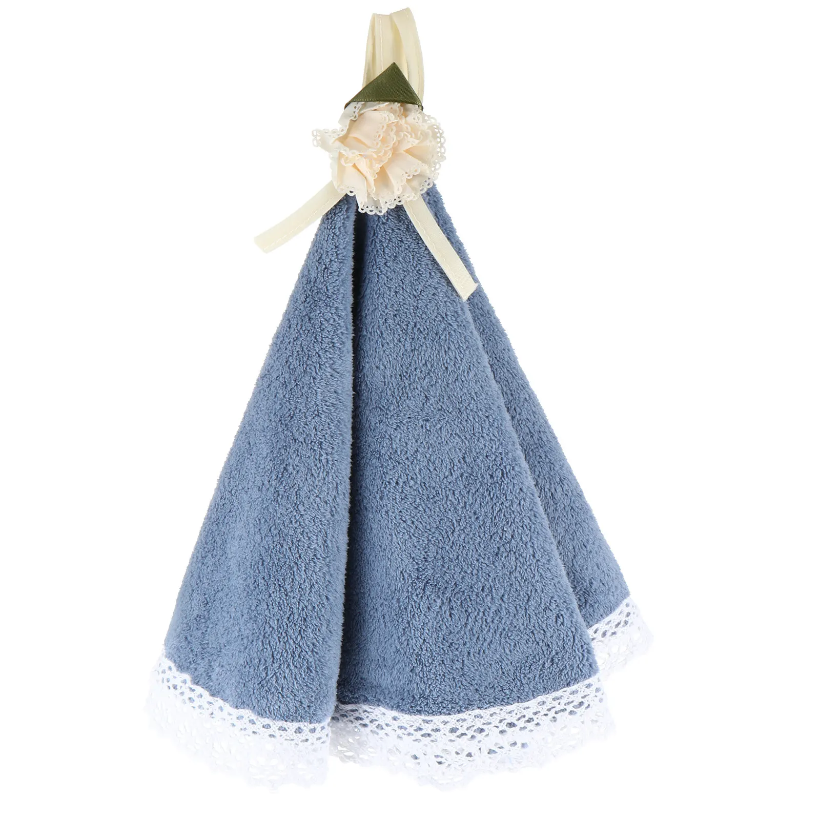 Round Hand Towel Coral Fleece Quick Drying Absorbent Soft Hanging Cloth for Kitchen Bathroom Dishes