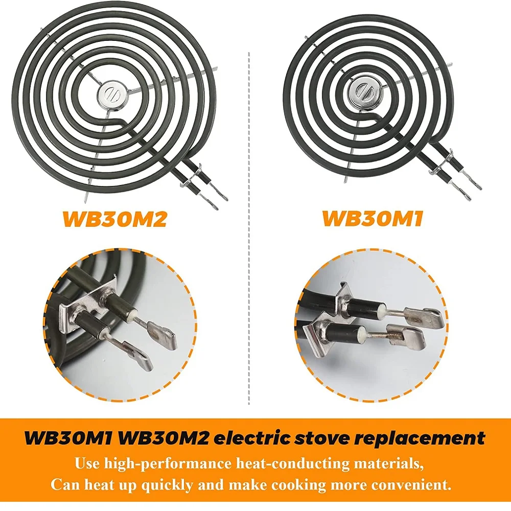 WB30M1 WB30M2 Electric Stove Burner Replacement Range Stove Top Surface Element Burner 2 6-Inch ERS30M1 2 8-Inch ERS30M2