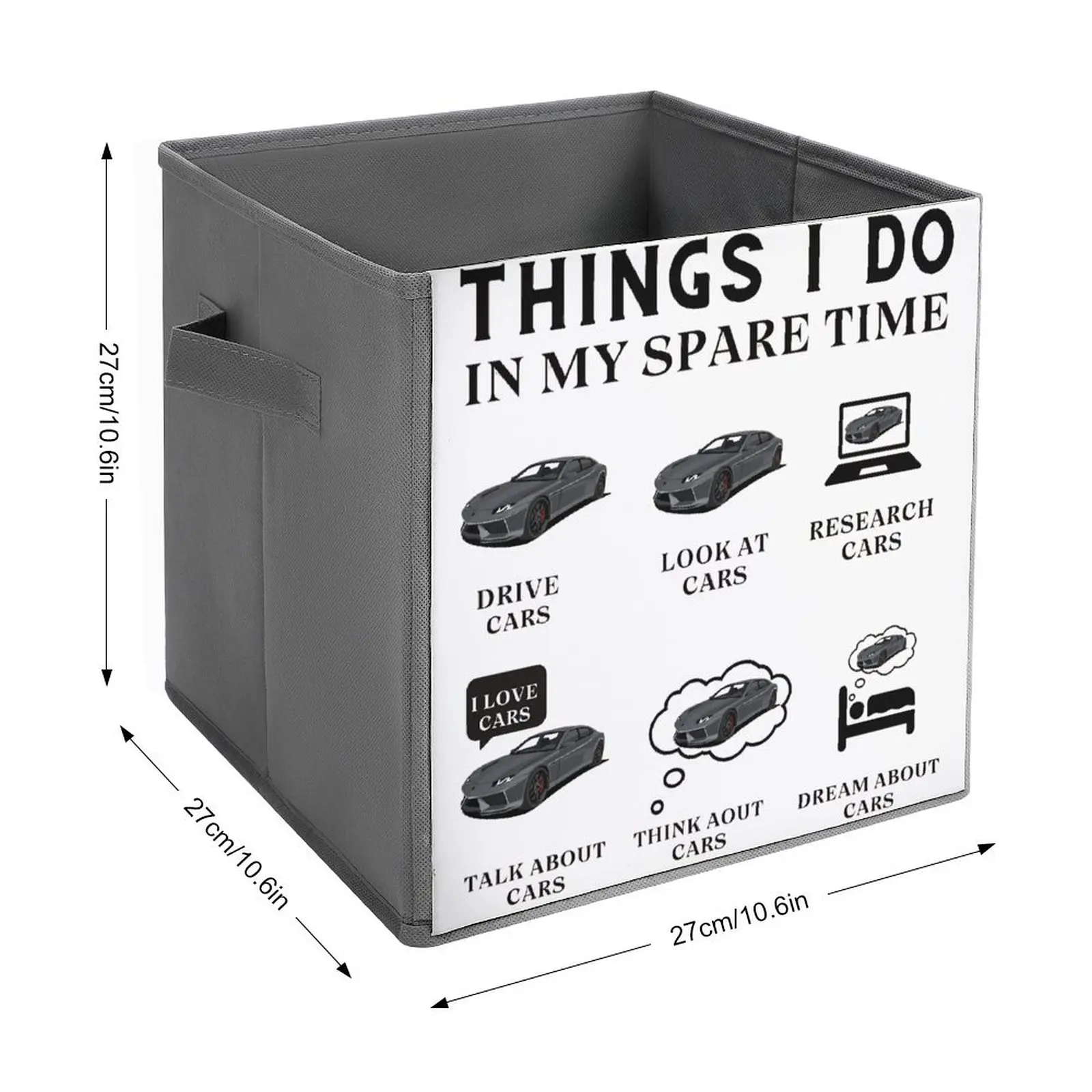 Things I Do In My Spare Time Funny Car Storage Bins  Folding Storage Box Large Capacity Staying Books Lifting Hand Convenient No