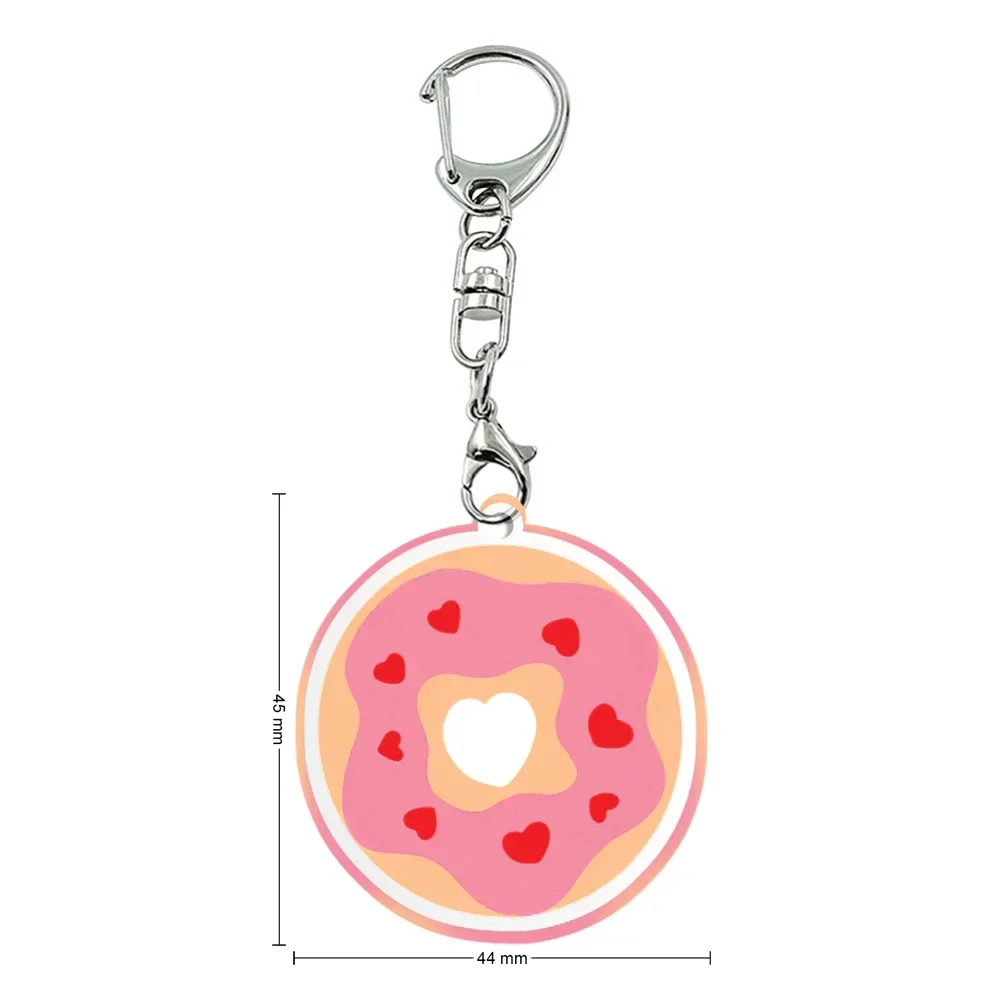 

New Women Men Acrylic Love Donuts Keychain Double Sided Transparent Acrylic Trinket For Friends Pendants