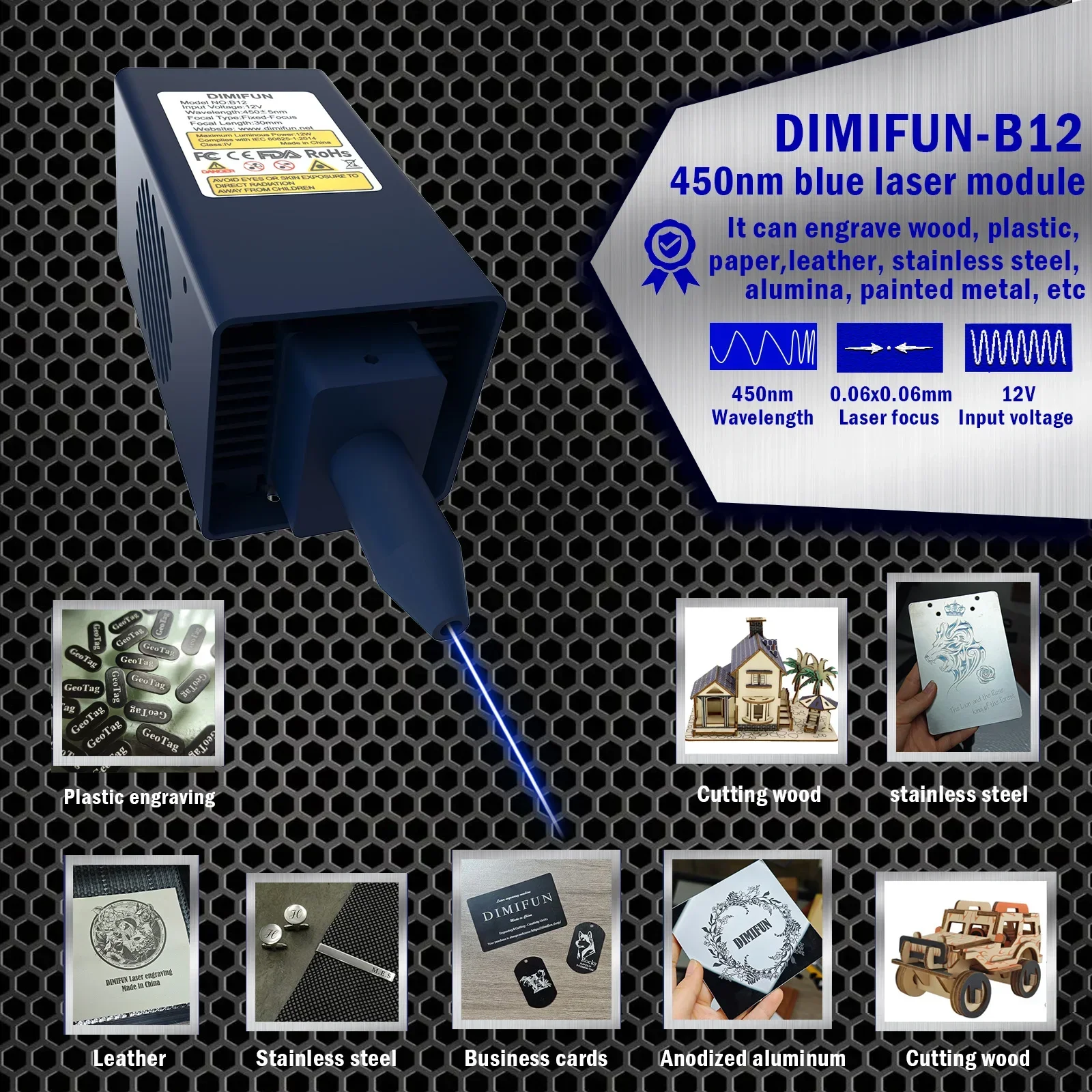 Обновление лазерной головки DIMIFUN 6 Вт/12 Вт — высокая мощность для ЧПУ и гравировального станка, быстрая доставка, доставка по всему миру