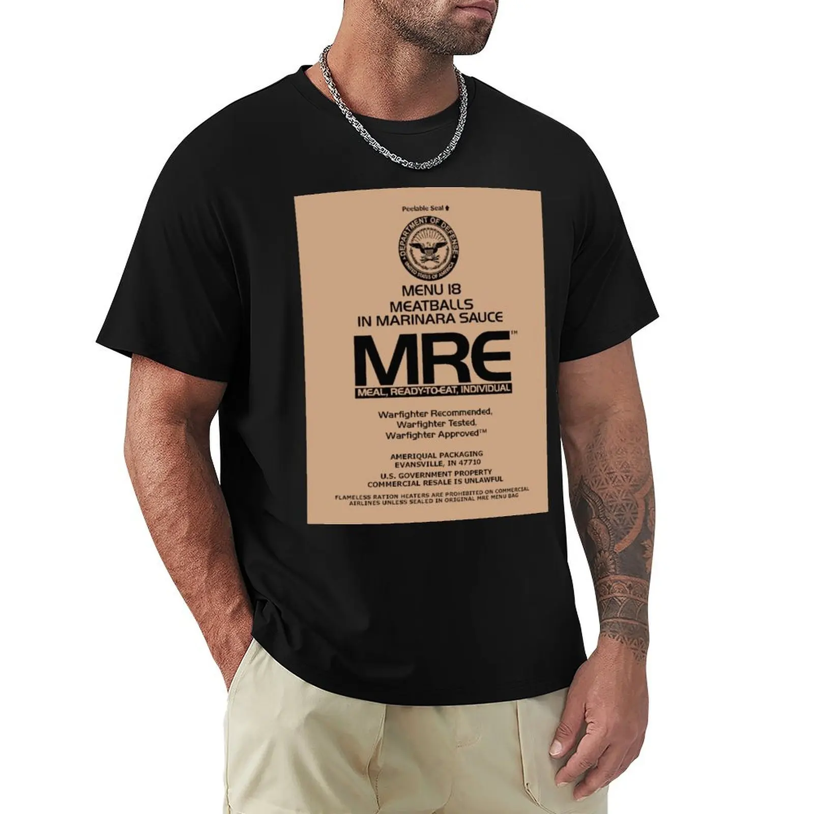MRE Meatballs in Marinara Sauce T-Shirt Fashion Casual Short Sleeve Top