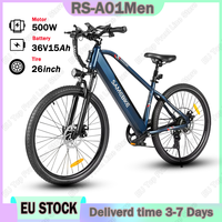 Samebike E-bike 500W Brushless Motor 36V15AH Lithium Battery Electric Bike 26 Inch Tire Carbon Steel Frame City Electric Bicycle