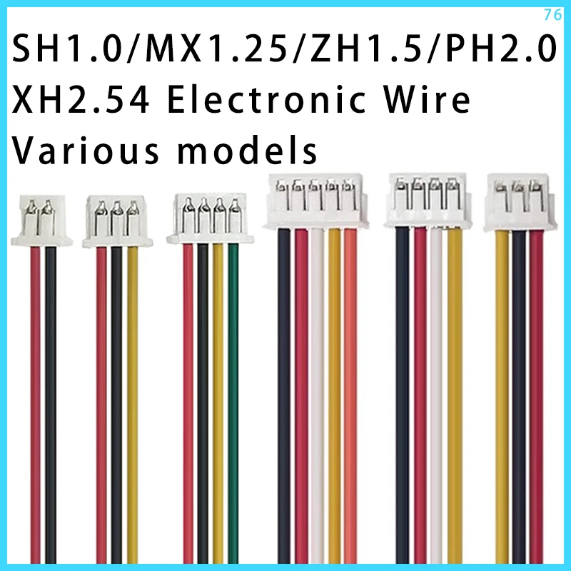 ケーブルコネクタ,ピッチ2.54mm,jst xh2.54,ph2.0,zh1.5,mx1.25,sh1.0,2,3,4,5,6,8,10,12ピン,2.54mmプラグライン,10cm, 20cm, 30cm, 10個