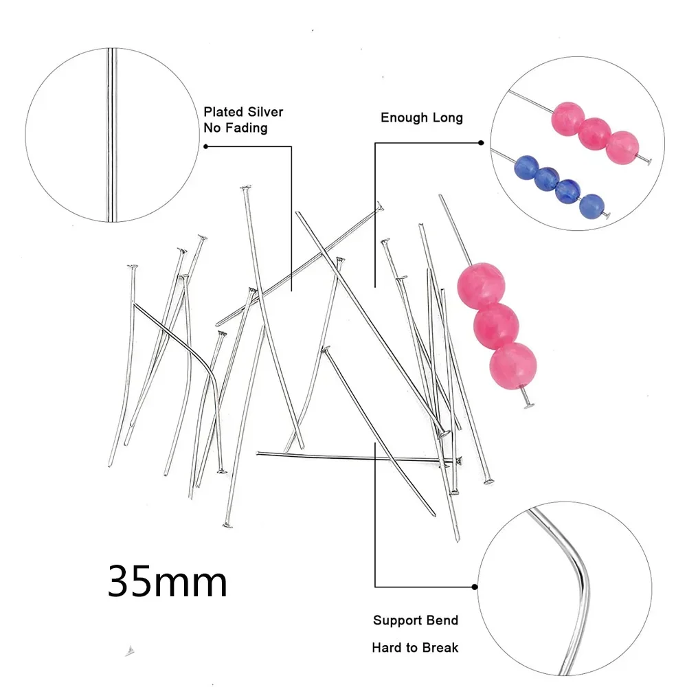 50-100PCS 35MM Jewelry Making Head Pins Fine Satin Pins Dressmaker Craft Pins for Sewing Straight Pins DIY Quilting and Craft