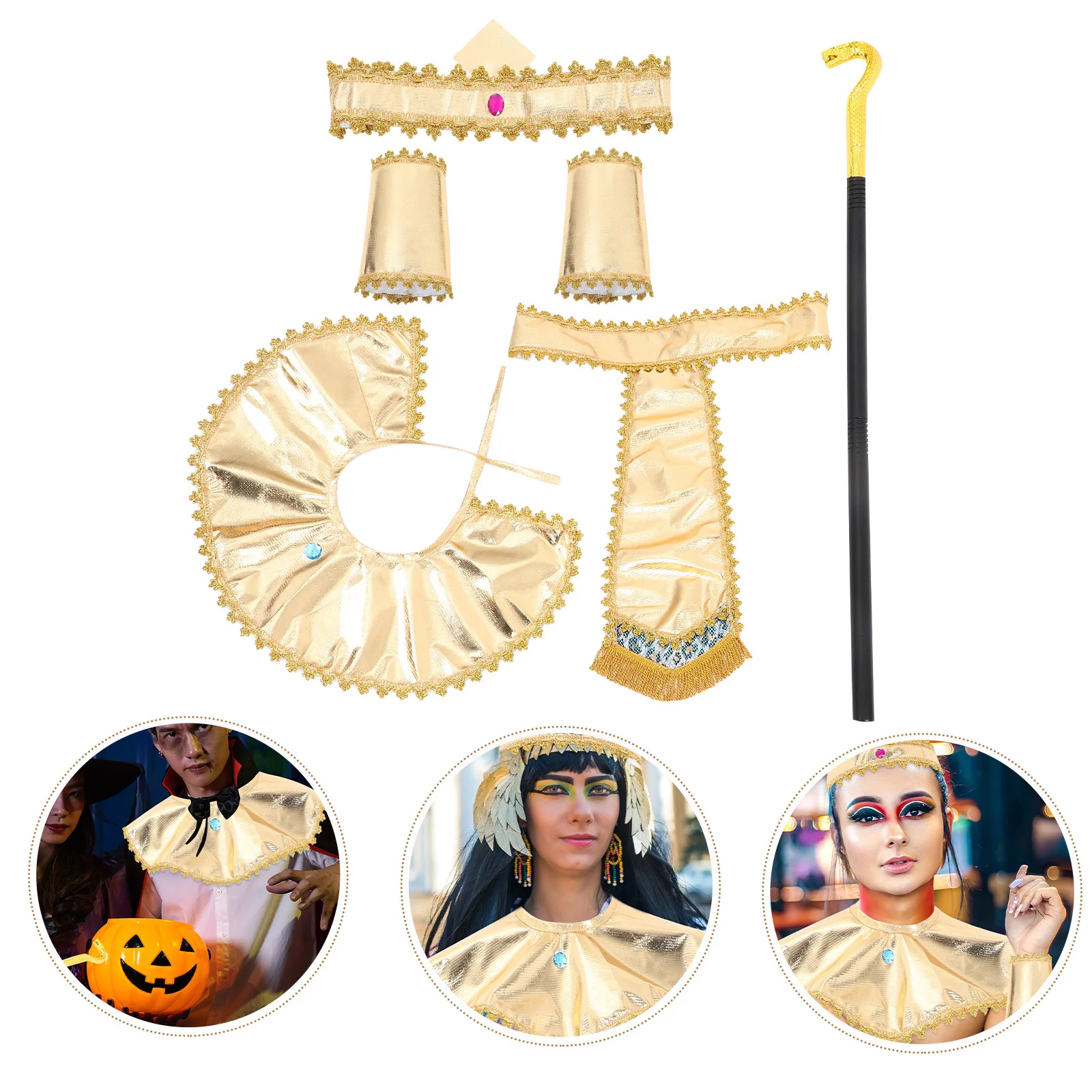 

1 Set Egyptian Costume Kit Halloween Party Cosplay Festival Role Play Adjustable Pharaoh Outfit Masquerade Decor Party Supplies