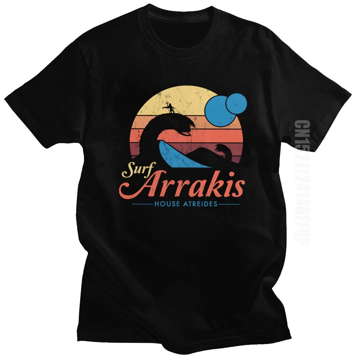 Fashion Visit Arrakis Tshirt Men Dune Shirt Great Wave Vintage Distressed Surf House Atreides T-shirt Soft Cotton Surfer Tee Top