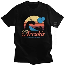 Fashion Visit Arrakis Tshirt Men Dune Shirt Great Wave Vintage Distressed Surf House Atreides T-shirt Soft Cotton Surfer Tee Top