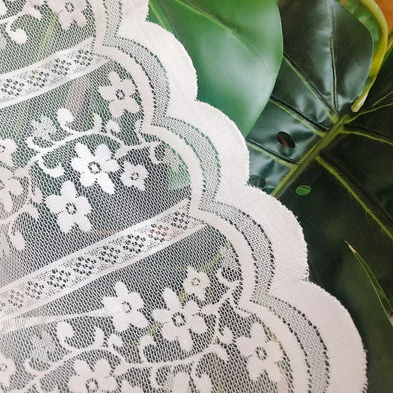 

Beautiful White Lace Window Screen Curtains for Living Dining Room Bedroom Balcony White Gauze American Rural White Moonlight