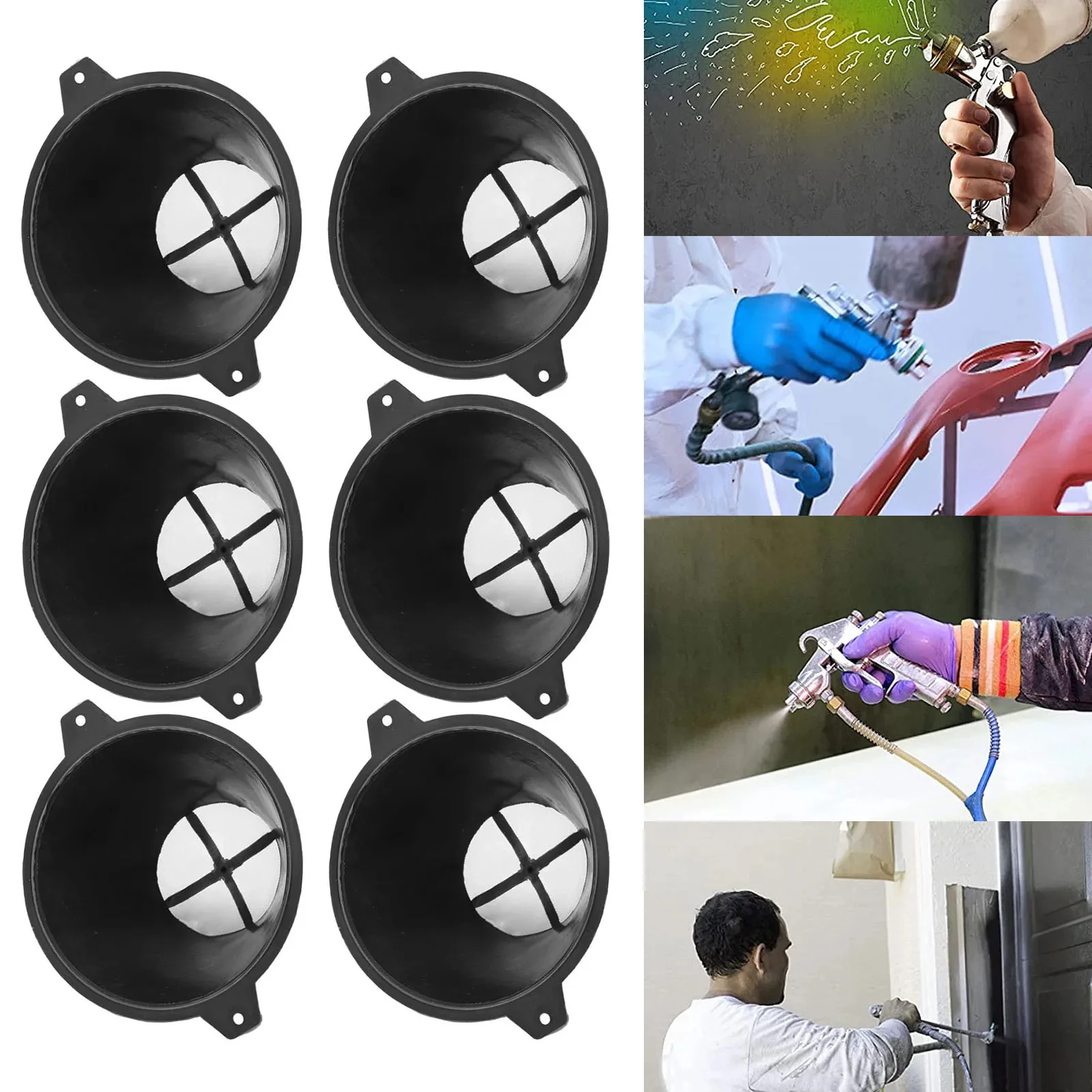 

Reusable Nylon Mesh for Oily and Waterborne Paints Auto Fueling Strainer with Fine Nylon Mesh PE Plastic Paint Strainer 6PCS