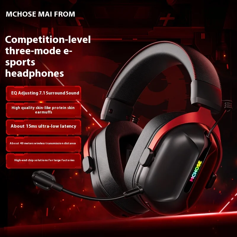 MCHOSE S9 Pro Gaming Headphone Wireless With Microphone Aluminium Alloy Low Latency Customized Gamer Headset Laptop Accessories