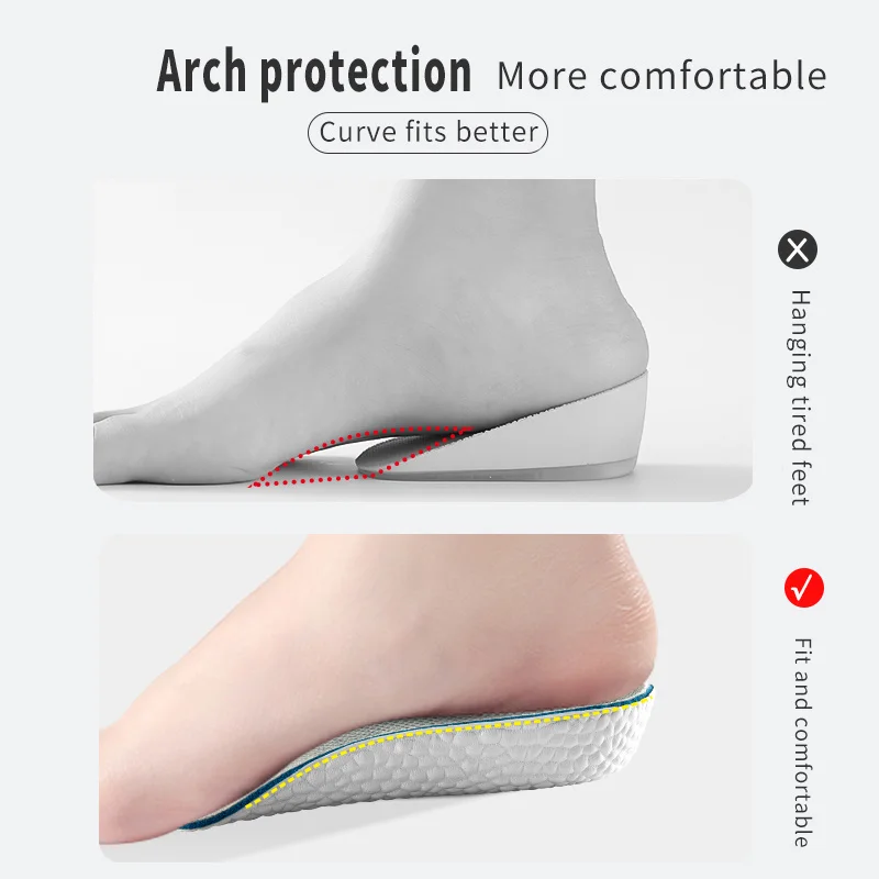 Arch Support Increase Height Insoles Light Weight Soft Elastic Lift for Men Women Shoes Pads 1.5CM 2.5CM 3.5CM Heighten Lift image 4