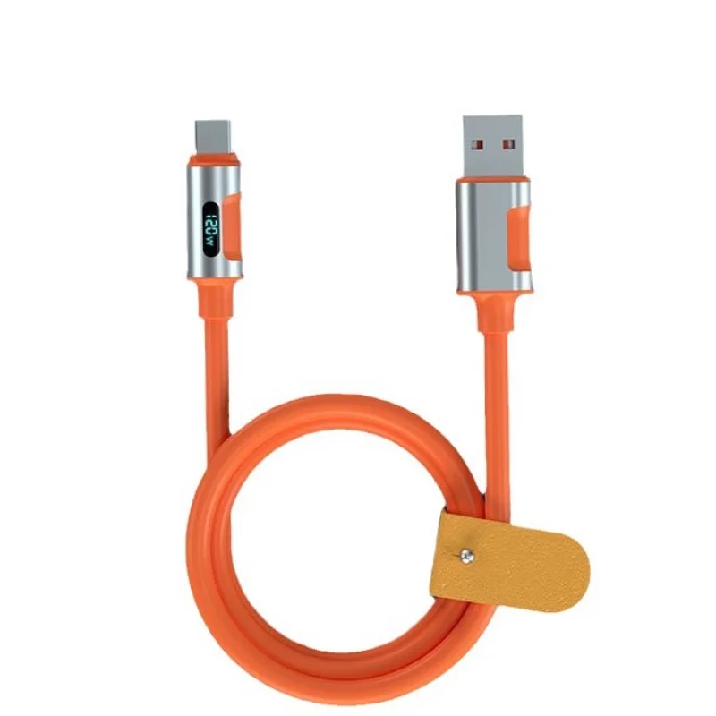 Cable de datos Usb tipo C de 120W, carga superrápida, pantalla Digital tipo C, Flash, carga para Iphone 15 Pro, Xiaomi, Samsung, 1M, 1,5 M, 2M